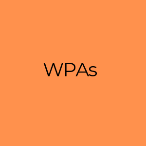 An orange circular button with black text that reads, "WPAs"